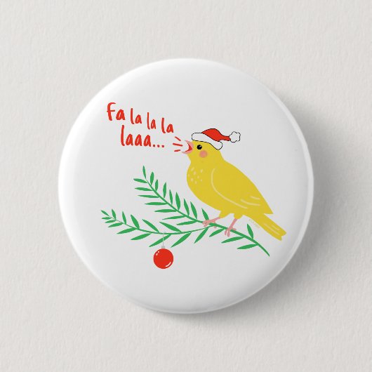 Kerstzangkanarie Ronde Button 5,7 Cm (Voorkant)