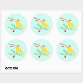 Kerstzangkanarie Ronde Sticker (Vel)