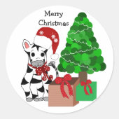 kerstZebra Ronde Sticker (Voorkant)