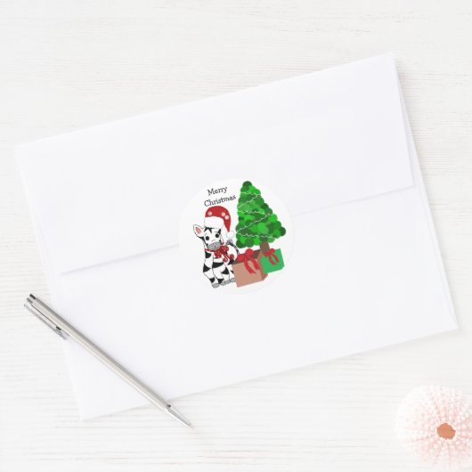 kerstZebra Ronde Sticker (Envelop)