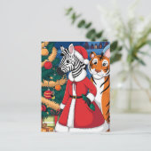 Kerstzebra, Tijger Briefkaart (Staand voorkant)