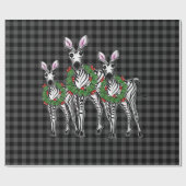 kerstzebra's, xmas met woede, grijze vlecht cadeaupapier (Vlak)