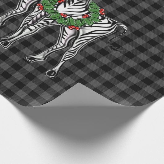 kerstzebra's, xmas met woede, grijze vlecht cadeaupapier (Hoek)