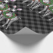 kerstzebra's, xmas met woede, grijze vlecht cadeaupapier (Hoek)