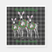 kerstzebra's, xmas met woede, grijze vlecht servet (Voorkant)