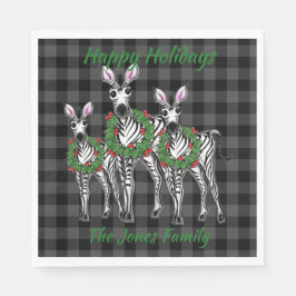 kerstzebra's, xmas met woede, grijze vlecht servet