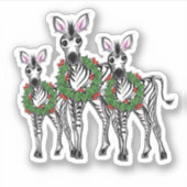 kerstzebra's, xmas met woede, grijze vlecht sticker (Voorkant)
