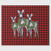 kerstZebras, xmas, rode vlecht Cadeaupapier (Vlak)