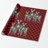 kerstZebras, xmas, rode vlecht Cadeaupapier (Uitgerold)