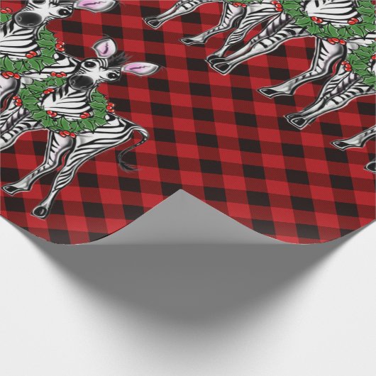 kerstZebras, xmas, rode vlecht Cadeaupapier (Hoek)