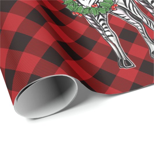 kerstZebras, xmas, rode vlecht Cadeaupapier (Rol Hoek)