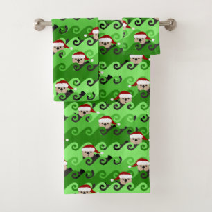KerstZee Otters Green Waves Bad Handdoek