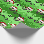 KerstZee Otters Green Waves Cadeaupapier (Hoek)