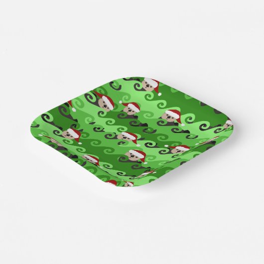 KerstZee Otters Green Waves Papieren Bordje (Gebogen)