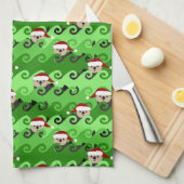 KerstZee Otters Green Waves Theedoek (Quarter Fold)