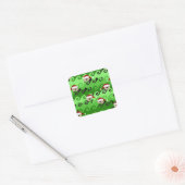 KerstZee Otters Green Waves Vierkante Sticker (Envelop)