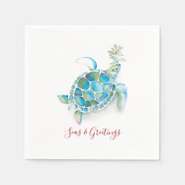 kerstZee Zeeen voor Waterverf en groeten Servet