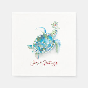 kerstZee Zeeen voor Waterverf en groeten Servet