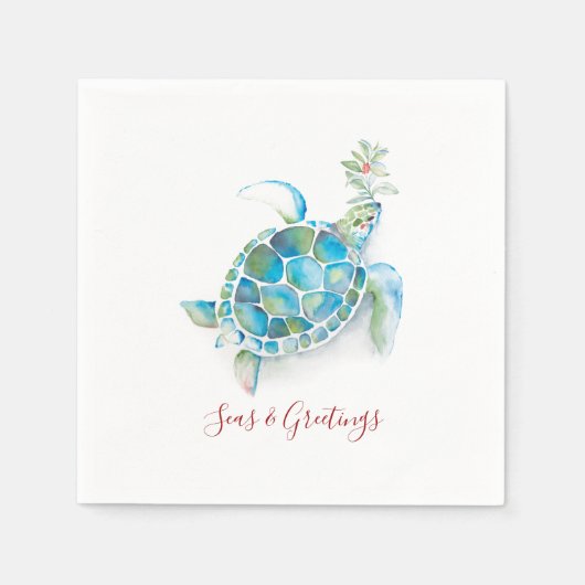 kerstZee Zeeen voor Waterverf en groeten Servet (Voorkant)