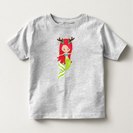 Kerstzeemeermin, Antlers, Mistletoe, Kerstmis Kinder Shirts (Voorkant)
