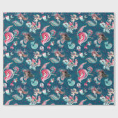 Kerstzeemeermin en vrienden cadeaupapier (Vlak)