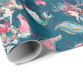 Kerstzeemeermin en vrienden cadeaupapier (Rol Hoek)