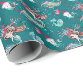 Kerstzeemeermin en vrienden cadeaupapier (Rol Hoek)