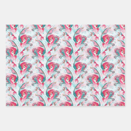 Kerstzeemeermin en vrienden inpakpapier vel