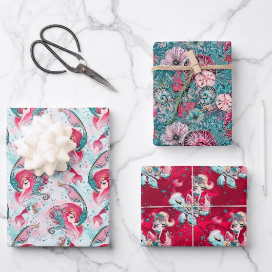 Kerstzeemeermin en vrienden inpakpapier vel (Voorkant)