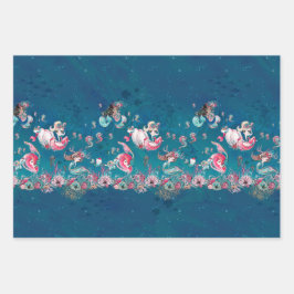 Kerstzeemeermin en vrienden inpakpapier vel