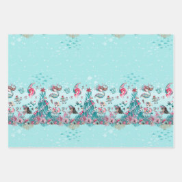 Kerstzeemeermin en vrienden inpakpapier vel