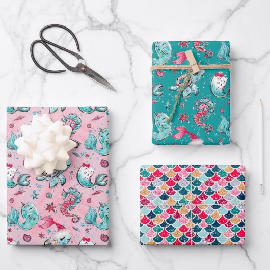 Kerstzeemeermin en vrienden inpakpapier vel (Voorkant)