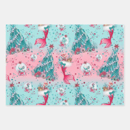 Kerstzeemeermin en vrienden inpakpapier vel