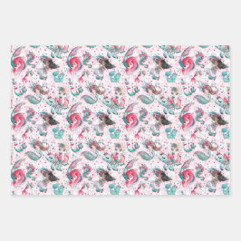 Kerstzeemeermin en vriendenboekjes voor het verpak inpakpapier vel