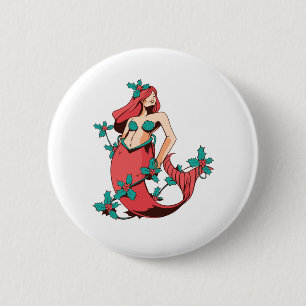 kerstzeemeermin ronde button 5,7 cm