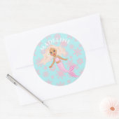 kerstZeemeermin roze bruinachtige snowflakes Ronde Sticker (Envelop)