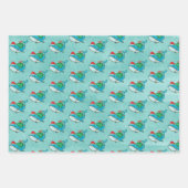 Kerstzeemeermin Santa Whale-Waterverf Inpakpapier Vel (Voorkant 3)