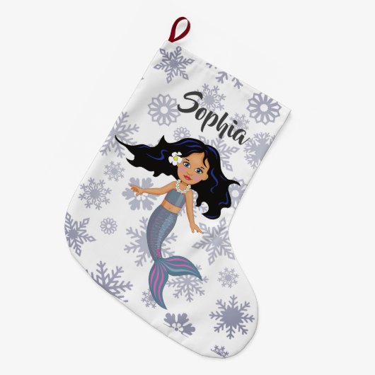 KerstZeemeermin: Silver White Grote Kerstsok (Voorkant (Hangend))