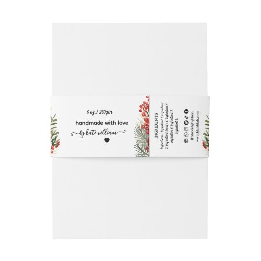 Kerstzeep buik band zeep verpakking uitnodigingen wikkel (Achterkant Voorbeeld)