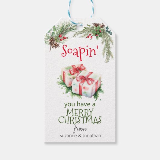 Kerstzeep Handgemaakt Cadeaulabel (Voorkant)