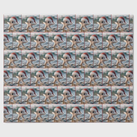 Kerstzeester in de oceaan cadeaupapier (Vlak)