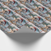 Kerstzeester in de oceaan cadeaupapier (Hoek)