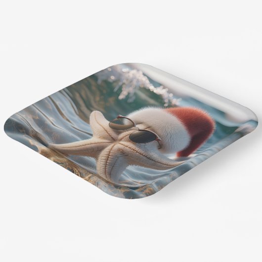 Kerstzeester in de oceaan papieren bordje (Gebogen)