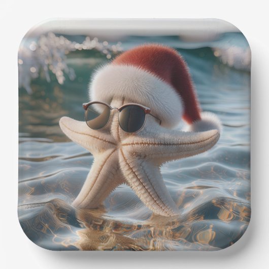 Kerstzeester in de oceaan papieren bordje (Voorkant)