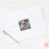 Kerstzeester in de oceaan vierkante sticker (Envelop)