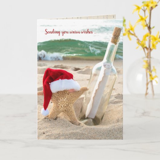 Kerstzeester met bericht op fles kaart (Gele Bloem)