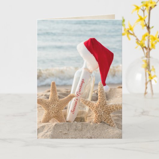 Kerstzeester met bericht op fles kaart (Gele Bloem)