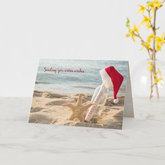 Kerstzeester met bericht op fles kaart (Gele Bloem)