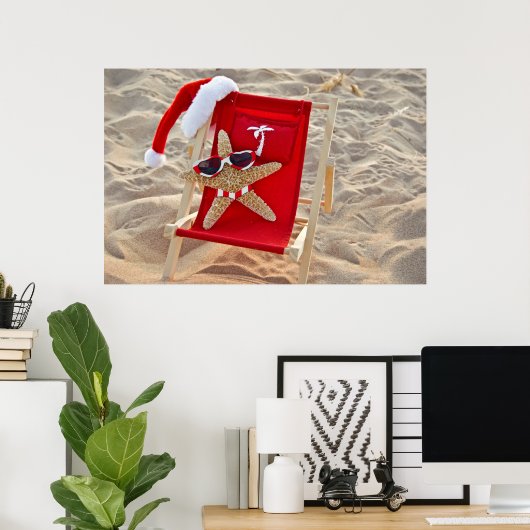 Kerstzeester op het strand poster (Thuiskantoor)