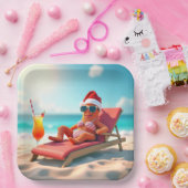 Kerstzeester zonnebaden in een bikini papieren bordje (Feest)